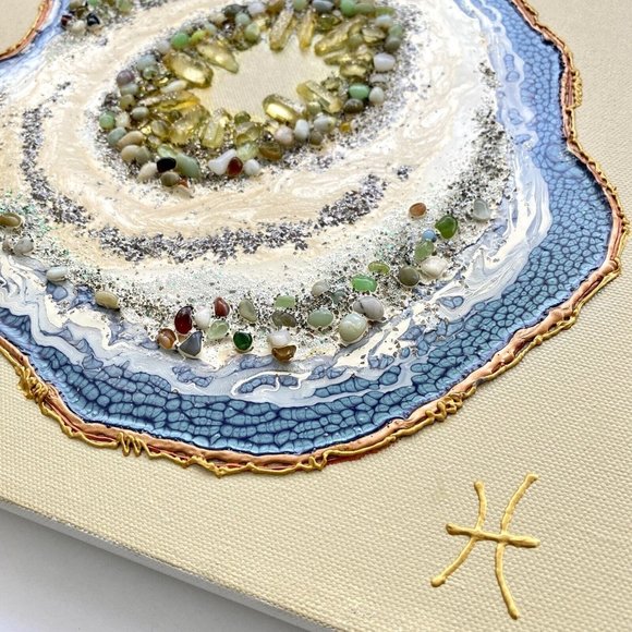Geode Love - Original Wall Art Mixed Media Faux Geode Signed Painting 11”x14” - Picture 8 of 8